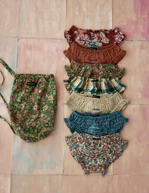 [BONJOUR DIARY]Panty pack ) Set of 7 pcs with bag  _　7 different fabrics
