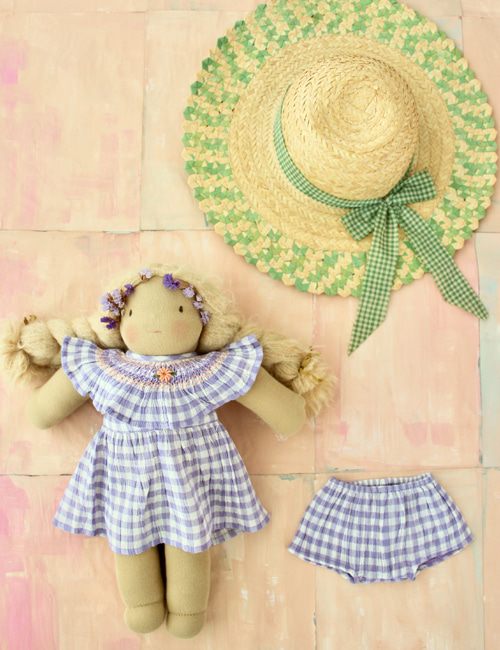 [BONJOUR DIARY] Doll Dress with panty _ Violet Gingham[Small, Big]