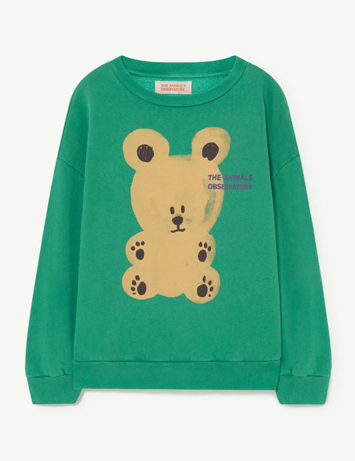 [T.A.O]  BEAR KIDS+ SWEATSHIRT Green_Brown Bear[3Y, 6Y, 8Y, 10Y, 12Y]