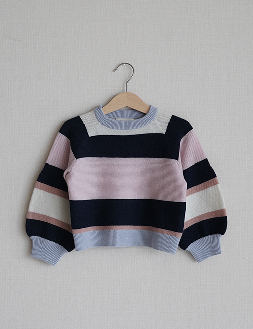 [MES KIDS DES FLEURS]striped sweater _ pinkish purple[90% WOOL,10% CASHMERE] [L]
