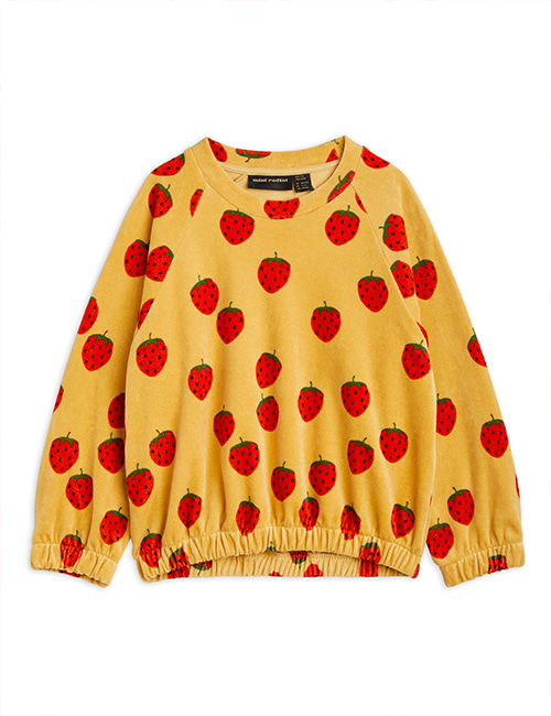 [MINI RODINI]  Strawberries velour aop sweatshirt _ Beige [128/134, 140/146]