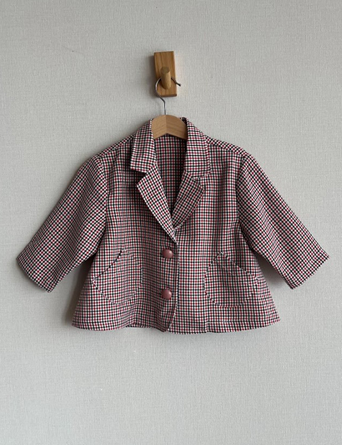 [ MES KIDS DES FLEURS] Checked suit jacket _ Pink (82% Polyester 15% rayon 3% spandex )