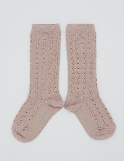 [COLLEGIEN]Textured Checked-knit Knee-high Socks (No.331)[28/31, 32/35]