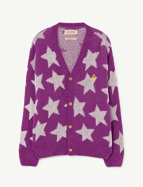 [T.A.O]  STARS RACOON KIDS CARDIGAN _ Purple Logo