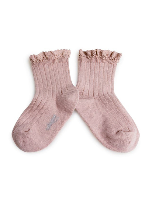 [COLLEGIEN] Lace Trim Ribbed Ankle Socks (N0.331)[24/27, 28/31, 32/35]