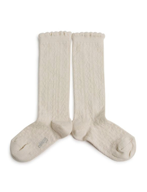 [COLLEGIEN] Pointelle Organic Cotton Knee-high Socks(N0.037)[28/31, 32/35]