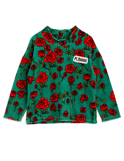 [MINI RODINI] Roses velour sweater _ green