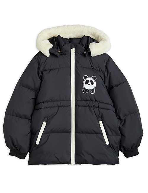 [MINI RODINI] Panda hooded puffer jacket _ Black