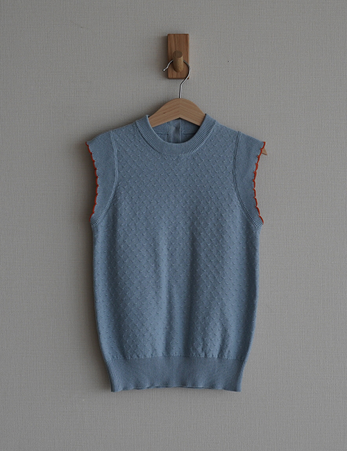 [ MES KIDS DES FLEURS] knit vest _ Blue (100%Cotton) [L]