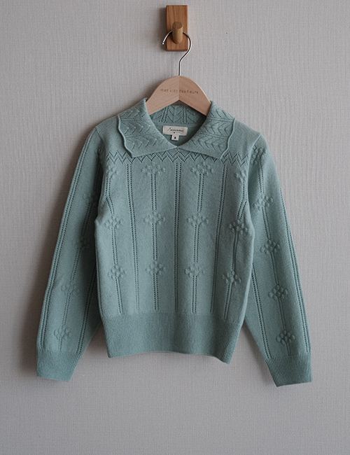 [MES KIDS DES FLEURS] Textured sweater _ Mint (70%Mercerized wool 30%Cashmere )