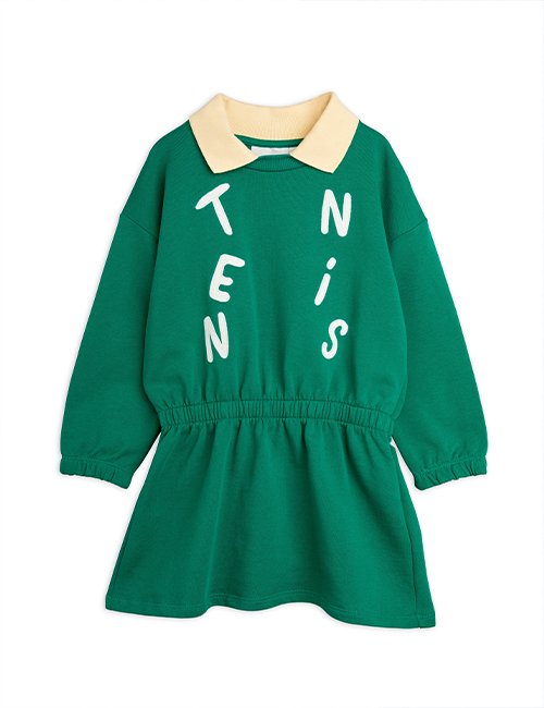 [MINI RODINI]Tennis application collar sweatdress _ Green [92/98, 140/146]