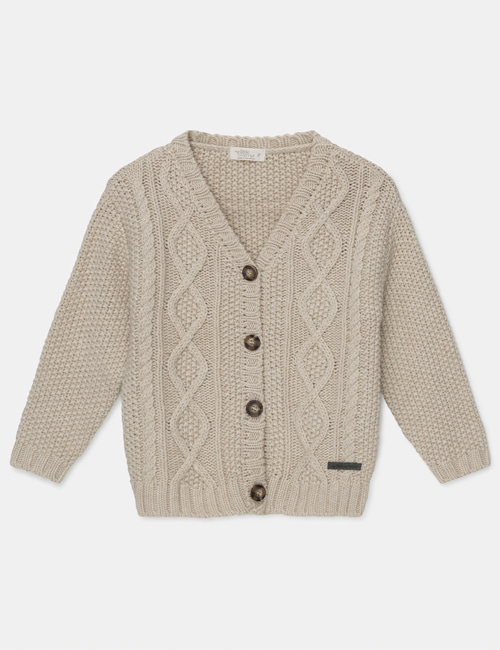 MY LITTLE COZMO]Kids cable knit cardigan_Ivory