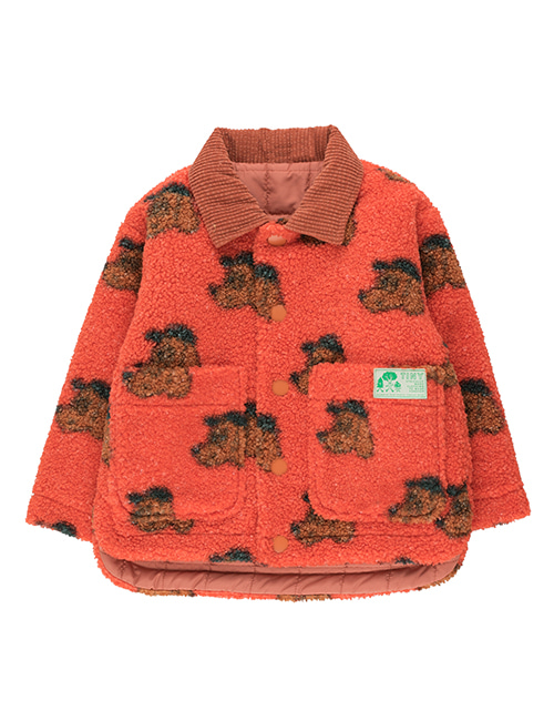 [TINY COTTONS]  DOGS SHERPA JACKET red/dark copper