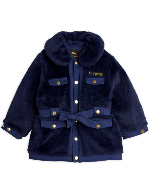 [MINI RODINI] Faux fur jacket_Navy[104/110, 116/122]