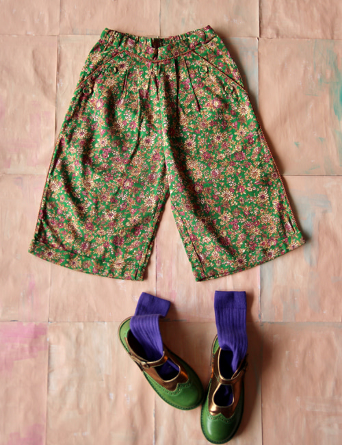 [BONJOUR DIARY]Large Pants _ Small pink flowers print