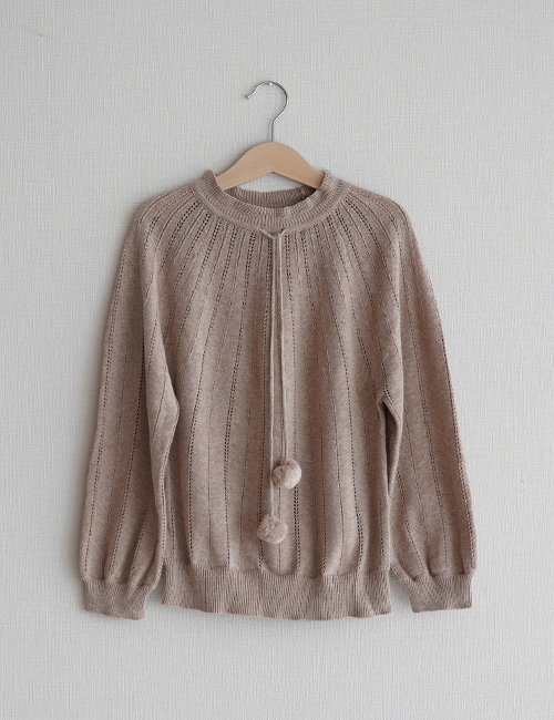 [MES KIDS DES FLEURS] sweater with pompom _ Tan[XS, M, L]