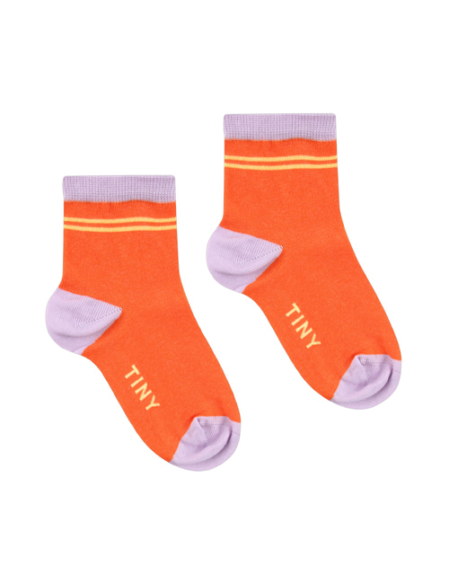 [TINY COTTONS]  THIN STRIPES QUARTER SOCKS _ summer red[4Y]