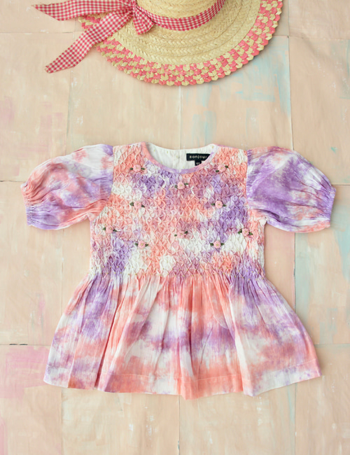 [BONJOUR DIARY] Tie and dye Handsmock blouse _ Tie&amp;Dye Violet