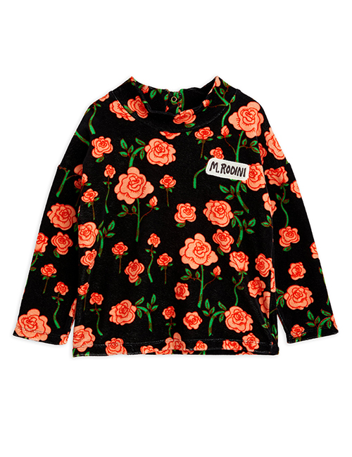 [MINI RODINI] Roses velour sweater _ Black