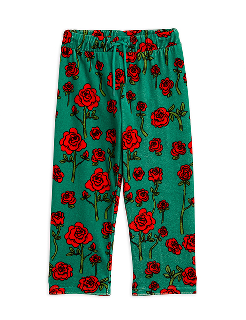 [MINI RODINI] Roses velour trousers _ green