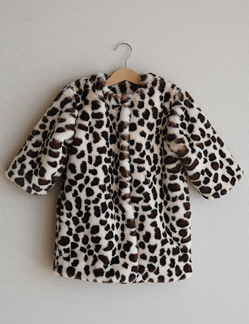 [MES KIDS DES FLEURS]]leopard print coat _ White