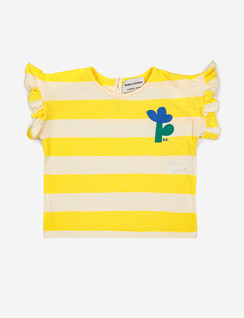 [BOBO CHOSES] Yellow Stripes ruffle T-shirt [12m, 18m]