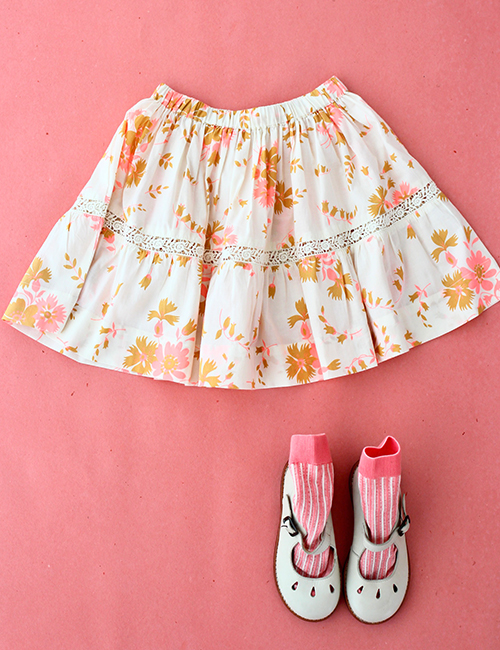 [BONJOUR DIARY] SKIRT _ bouquet fluo curry [2-3Y, 10Y, 12Y]