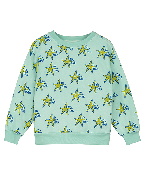 [BONMOT]  Sweatshirt all over star _ Dusty aqua [3-4Y]