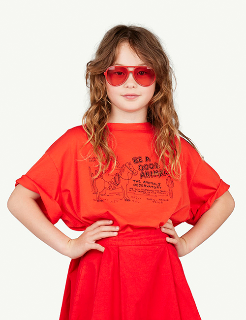 [The Animals Observatory]  ROOSTER OVERSIZE KIDS T-SHIRT Red [2Y, 6Y, 10Y]