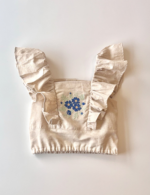 [MES KIDS DES FLEURS]Butterfly sleeve top _ Beige  [50%cotton 50%linen] [110]